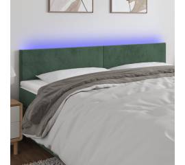 Tăblie de pat cu led, verde închis, 180x5x78/88 cm, catifea