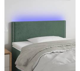 Tăblie de pat cu led, verde închis, 90x5x78/88 cm, catifea