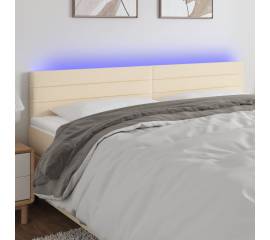 Tăblie de pat cu led, crem, 180x5x78/88 cm, textil