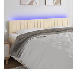 Tăblie de pat cu led, crem, 200x5x78/88 cm, textil