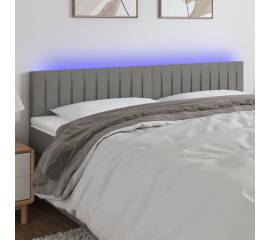 Tăblie de pat cu led, gri închis, 200x5x78/88 cm, textil
