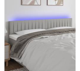 Tăblie de pat cu led, gri deschis, 180x5x78/88 cm, textil