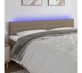 Tăblie de pat cu led, gri taupe, 160x5x78/88 cm, textil