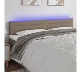 Tăblie de pat cu led, gri taupe, 180x5x78/88 cm, textil