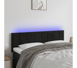 Tăblie de pat cu led, negru, 144x5x78/88 cm, catifea