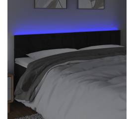 Tăblie de pat cu led, negru, 180x5x78/88 cm, catifea