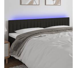 Tăblie de pat cu led, negru, 180x5x78/88 cm, textil