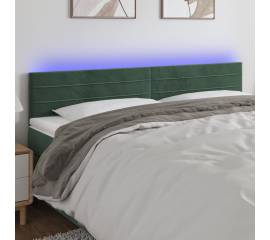 Tăblie de pat cu led, verde închis, 160x5x78/88 cm, catifea