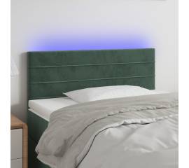 Tăblie de pat cu led, verde închis, 90x5x78/88 cm, catifea