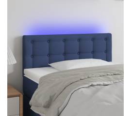 Tăblie de pat cu led, albastru, 80x5x78/88 cm, textil