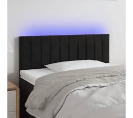 Tăblie de pat cu led, negru, 90x5x78/88 cm, catifea