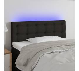 Tăblie de pat cu led, negru, 90x5x78/88 cm, textil