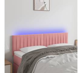 Tăblie de pat cu led, roz, 144x5x78/88 cm, catifea