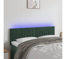 Tăblie de pat cu led, verde închis, 144x5x78/88 cm, catifea