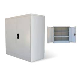 Dulap de birou cu 2 uși, gri, 90 cm, oțel