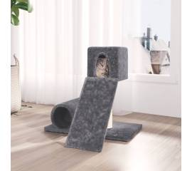 Ansamblu pisici cu stâlp din funie de sisal, gri închis, 59 cm
