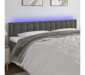 Tăblie de pat cu led, gri închis, 180x5x78/88 cm, catifea