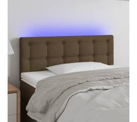 Tăblie de pat cu led, maro închis, 100x5x78/88 cm, textil