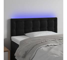 Tăblie de pat cu led, negru, 80x5x78/88 cm, catifea
