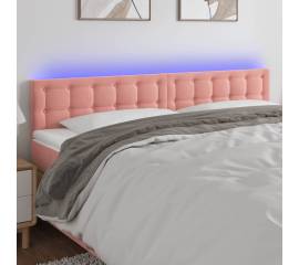 Tăblie de pat cu led, roz, 180x5x78/88 cm, catifea