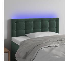 Tăblie de pat cu led, verde închis, 90x5x78/88 cm, catifea