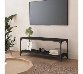 Comodă tv, negru, 100x33x41 cm, lemn prelucrat și oțel