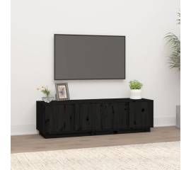 Comodă tv, negru, 140x40x40 cm, lemn masiv de pin
