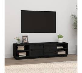 Comodă tv, negru, 156x40x40 cm, lemn masiv de pin