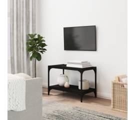 Comodă tv, negru, 60x33x41 cm, lemn prelucrat și oțel
