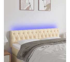 Tăblie de pat cu led, crem, 160x7x78/88 cm, textil