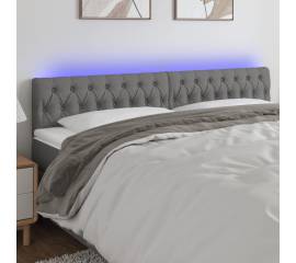 Tăblie de pat cu led, gri închis, 180x7x78/88 cm, textil