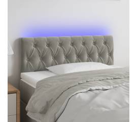 Tăblie de pat cu led, gri deschis, 90x7x78/88 cm, catifea