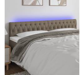 Tăblie de pat cu led, gri taupe, 180x7x78/88 cm, textil