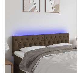 Tăblie de pat cu led, maro închis, 160x7x78/88 cm, textil