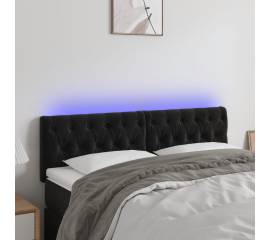 Tăblie de pat cu led, negru, 160x7x78/88 cm, catifea