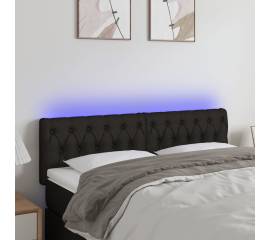 Tăblie de pat cu led, negru, 160x7x78/88 cm, textil