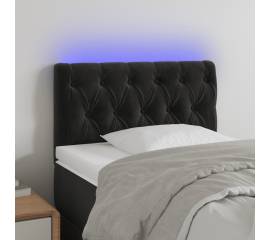Tăblie de pat cu led, negru, 80x7x78/88 cm, catifea