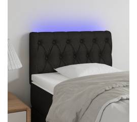 Tăblie de pat cu led, negru, 80x7x78/88 cm, textil