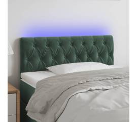 Tăblie de pat cu led, verde închis, 90x7x78/88 cm, catifea