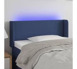 Tăblie de pat cu led, albastru, 83x16x78/88 cm, textil