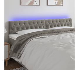 Tăblie de pat cu led, gri deschis, 200x7x78/88 cm, catifea