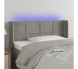 Tăblie de pat cu led, gri deschis, 93x16x78/88 cm, catifea