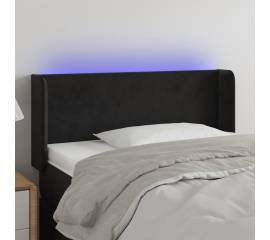 Tăblie de pat cu led, negru, 83x16x78/88 cm, catifea
