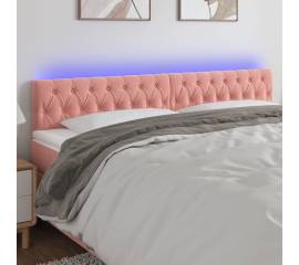 Tăblie de pat cu led, roz, 180x7x78/88 cm, catifea