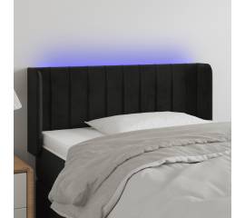 Tăblie de pat cu led, negru, 103x16x78/88 cm, catifea