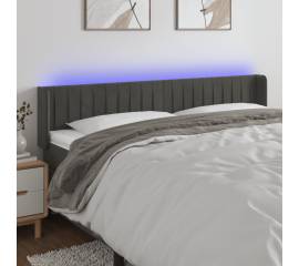 Tăblie de pat cu led gri închis 183x16x78/88 cm catifea