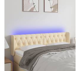 Tăblie de pat cu led, crem, 147x16x78/88 cm, textil