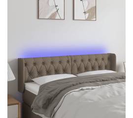 Tăblie de pat cu led, gri taupe, 147x16x78/88 cm, textil