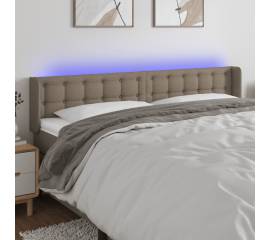 Tăblie de pat cu led, gri taupe, 183x16x78/88 cm, textil