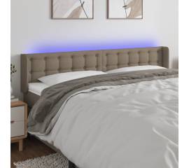 Tăblie de pat cu led, gri taupe, 203x16x78/88 cm, textil